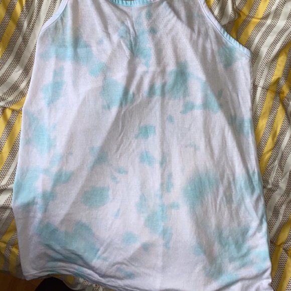 Blue and white mesh back tank top tie die - Picture 2 of 3